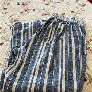 Blue and White Striped women’s Pants
